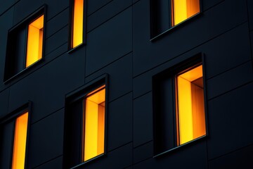 Illuminated Windows on a Dark Facade