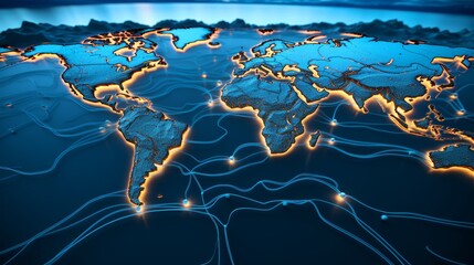 Illustration of complex global value chains connecting manufacturers and suppliers across borders
