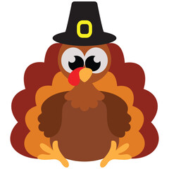 Cute thanksgiving turkey vector cartoon illustration