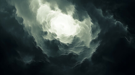 Naklejka premium An ethereal light pierces swirling clouds, creating a portal to the heavens.