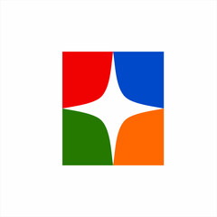 Star logo design in negative space with window concept.