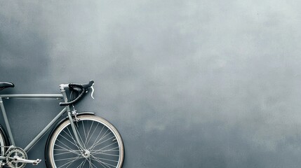 Obraz premium A bike with a grey background, seat in front, and the rear leaning against the wall A close-up shot