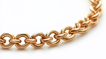 Obraz premium Close-up of a gold chain link necklace isolated on a white background.
