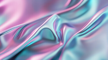 Obraz premium Colorful satin fabric draped smoothly to create waves in soft pastel hues of pink and blue, evoking a serene and elegant ambiance