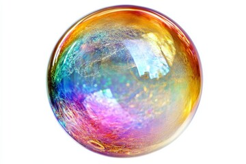 high-resolution soap bubble with realistic reflections and rainbow