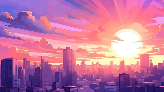 Sunset Sky, sity skyline