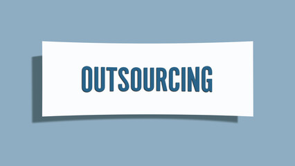 Outsourcing. A card isolated on blue background.
