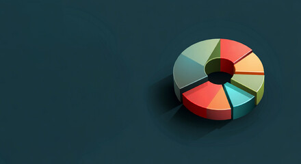 Fototapeta premium Colorful 3D Pie Chart Representation with Four Segments in Red, Green, and Blue Shades