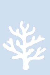 White Algae Plant on Blue Background Minimalism Botany