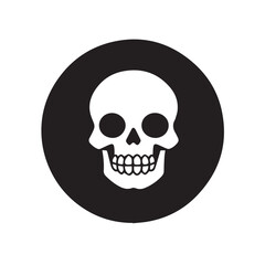 Skull In cartoon, hand-drawn flat style. image for social media, websites and UI. Isolated 2D vector design in logo, icon, sketch style, simple line vector, single color. AI Generative Art.