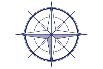 Minimalist Line Drawing of Compass (Wind Rose) - Flat Vector Illustration