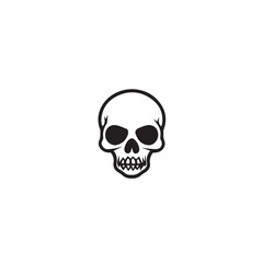 Obraz premium Skull In cartoon, hand-drawn flat style. image for social media, websites and UI. Isolated 2D vector design in logo, icon, sketch style, simple line vector, single color. AI Generative Art.
