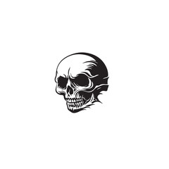 Fototapeta premium Skull In cartoon, hand-drawn flat style. image for social media, websites and UI. Isolated 2D vector design in logo, icon, sketch style, simple line vector, single color. AI Generative Art.