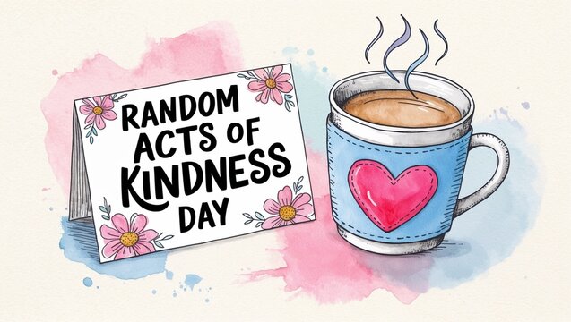 Random Acts of Kindness Day Text on greeting card 