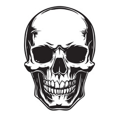 Obraz premium Skull In cartoon, hand-drawn flat style. image for social media, websites and UI. Isolated 2D vector design in logo, icon, sketch style, simple line vector, single color. AI Generative Art.