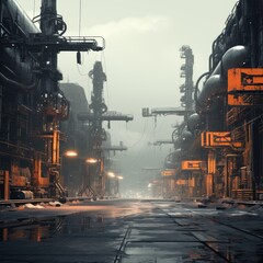 Futuristic industrial background. Modernity and innovation. Intricate geometric shapes and textures. Mechanical elements. Technological advancement. Depth and complexity
