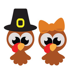 Cute thanksgiving turkey vector cartoon illustration