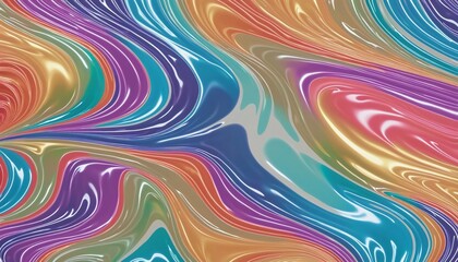 Obraz premium Vibrant Holographic Waves: A Fluid Dance of Colour and Light on a Glossy Surface