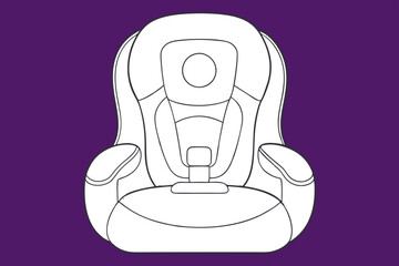Minimalist Line Drawing of a Vector Child Car Seat Design Safe and Stylish Car Seat Concept