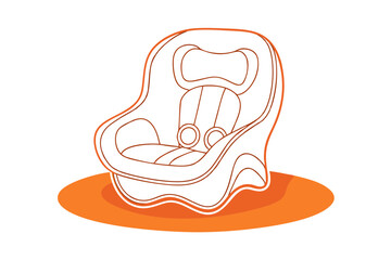 Minimalist Line Drawing of a Vector Child Car Seat Design Safe and Stylish Car Seat Concept