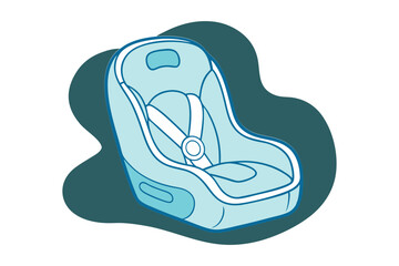 Minimalist Line Drawing of a Vector Child Car Seat Design Safe and Stylish Car Seat Concept