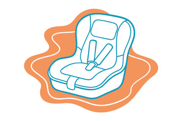 Minimalist Line Drawing of a Vector Child Car Seat Design Safe and Stylish Car Seat Concept