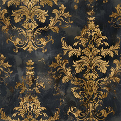 Guilded Grunge Damask Pattern Texture