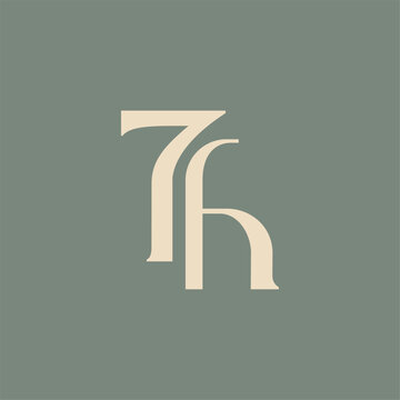 Initial 7h alphabet simple logo vector. Letter h and number 7 monogram alphabet logo brand for luxury apparel, fashion, boutique, business and company
