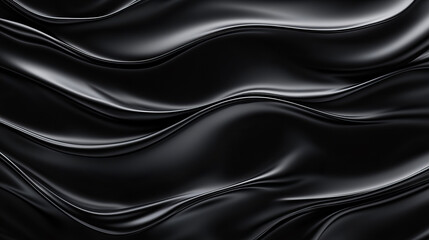 Fototapeta premium Elegant black fabric waves flowing smoothly, creating a luxurious texture in soft light