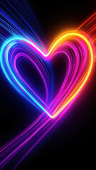 Neon heart with high-speed motion blur