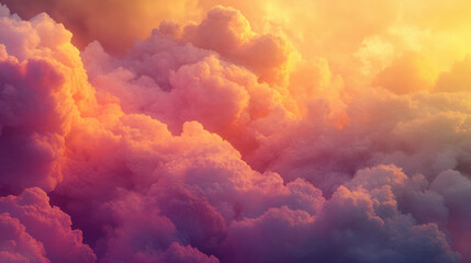 Fototapeta premium Background of a Vibrant sunset clouds with golden hues and radiant light