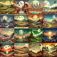 Obraz premium Halloween landscape. AI generated illustration