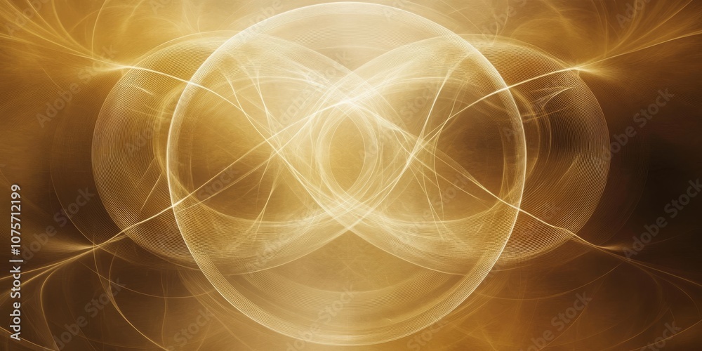 Poster an abstract representation of quantum physics showcasing entanglement through interlocking circles a
