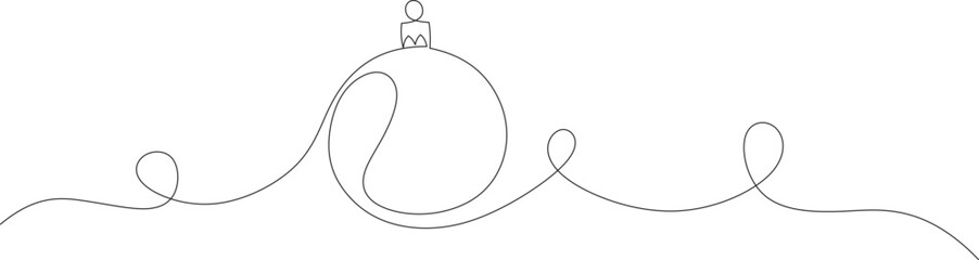 One continuous line drawing of Christmas balls. festive design element for winter xmas concept in simple linear style. Greeting card vector illustration