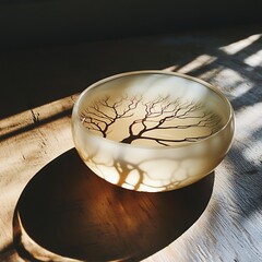 Shadow play from tree-patterned bowl creates stunning visuals