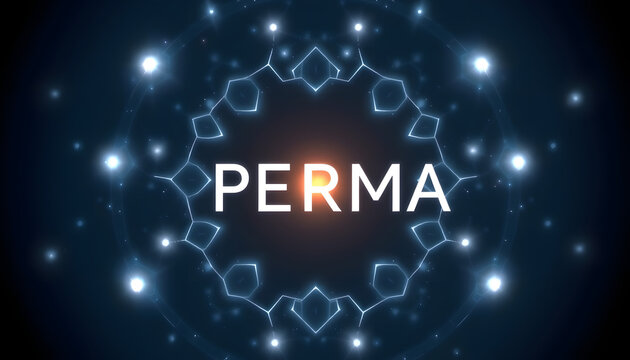 Science of Well-Being: PERMA concept isolated with white highlights, png