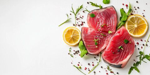 Tuna Steak on White Background