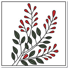 ステッカー正方形花札　文月　萩　7月　萩のカス