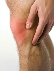 Naklejka premium A person holding their knee in pain. AI.