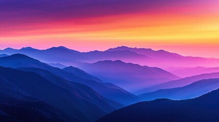 Fototapeta premium Majestic mountain range under vibrant sunset skies in a serene landscape