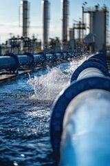 Water splashing from a pipe. AI.
