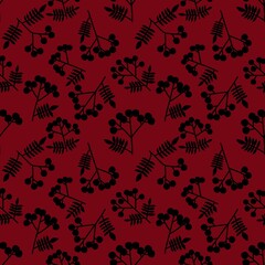 Autumn floral and berries seamless rowanberry pattern for wrapping paper
