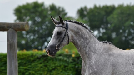 Portraits of horses of different breeds