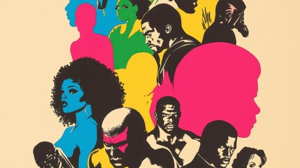 Vibrant Pop Art Portraits of Diverse Figures Showcasing Emotions and Expressions in Colorful Silhouettes and Distinctive Styles for Creative Projects