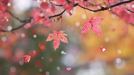   A close-up of a tree with numerous leaves dangling from its branches and droplets of water on the foliage