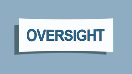 Oversight. A card isolated on blue background.