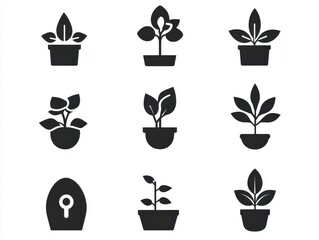 Plant Icons in Pots.
