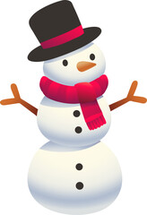 Festive Snowman with Hat and Scarf (Illustration Gradient Style)