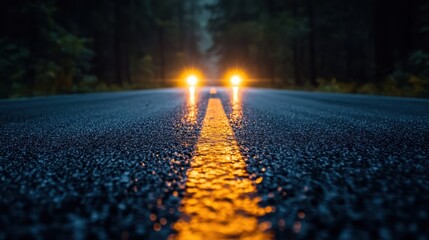 Empty road with yellow lines. Perfect for depicting journeys, travel, or a sense of isolation.