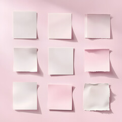Transcendent Pink Color Palette with Blank Sticky Notes on Soft Background for Creative Projects